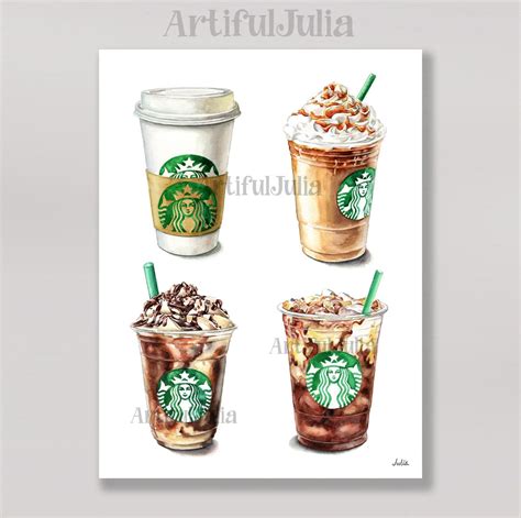 Starbucks coffee illustration art print of my original | Etsy