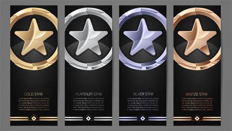 Set of black banners, Gold, platinum,silver and bronze star 674198 ...