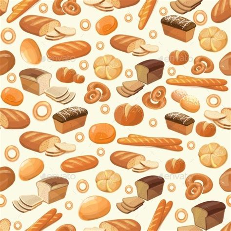 Vector Bakery Seamless Pattern With Cartoon Bread | Seamless patterns, Illustration, Foodie art