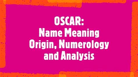 OSCAR Name Meaning, Origin, Analysis, Popularity - YouTube