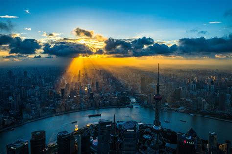 Download Landscape Sunset City Man Made Shanghai HD Wallpaper