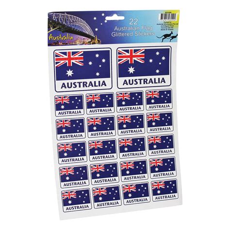 Australia Day Laser Stickers Aussie Flag 22 Mini Stickers on A4 Sheet