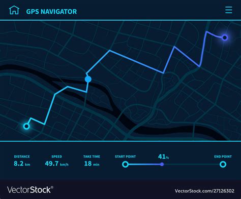 Route dashboard futuristic ui gps tracking Vector Image