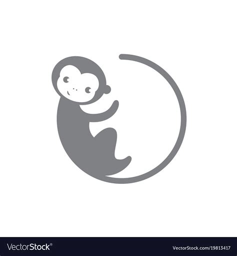 Grey circle monkey icon Royalty Free Vector Image