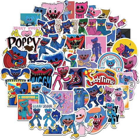 Amazon.com: 50 Pcs Poppy Playtime Huggy Wuggy Sticker, Funny Horror Game Stickers, Cute Vinyl ...