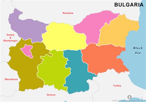 Free Bulgaria States Outline Map | States Outline Map of Bulgaria | Bulgaria Country States ...