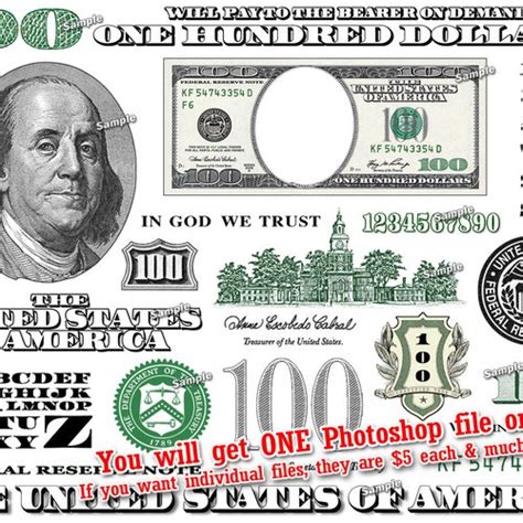 One Dollar Bill Design Images Photoshop Transparent File PNG | Etsy