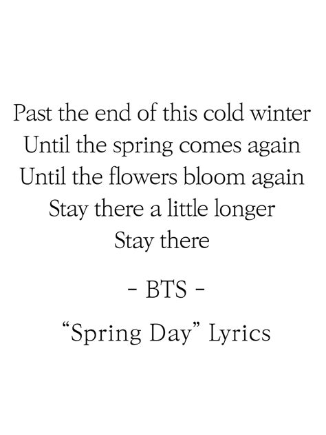 BTS Spring Day Lyrics Prints Poster digital Download Korean - Etsy