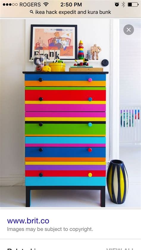 Rainbow chest of drawers | Furniture diy, Funky painted furniture ...
