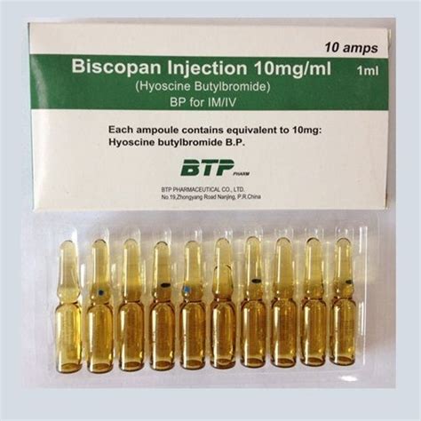 10 mg/ml Allopathic Hyoscine Butylbromide Injection, Intravenous, Packaging Size: 10 X 1 Ml ...