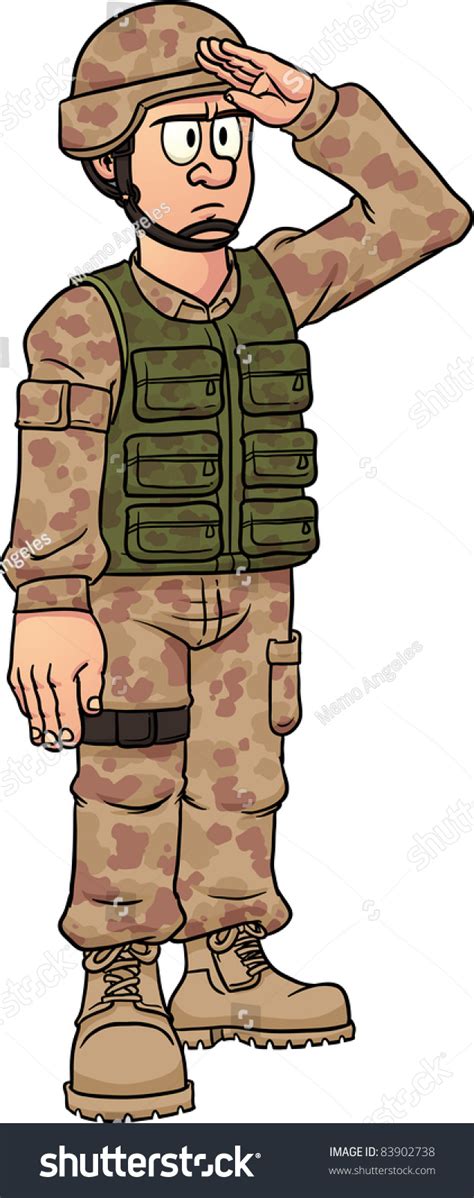 Cartoon Soldier Saluting Vector Illustration Simple: เวกเตอร์สต็อก ...