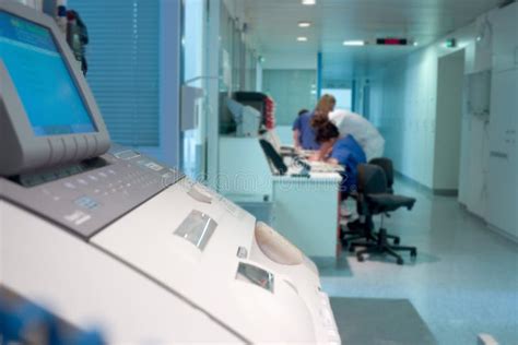 Hospital Corridor Registration Desk Medical Center Stock Image - Image ...