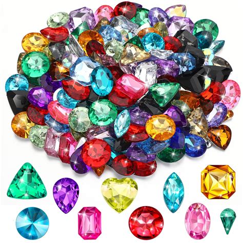 Buy 150 Pieces Pirate Treasure Multi-Color Acrylic Diamond Fake Jewels for Kids Bling Fake ...