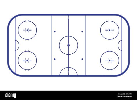 Ice hockey rink, top view. Hockey field outline isolated on white background. Vector ...