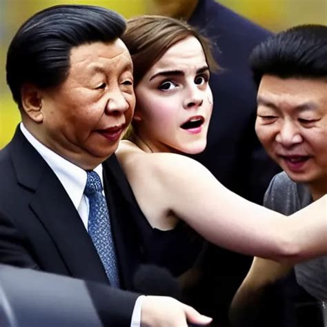 angry emma watson putting xi jinping in a headlock as | Stable Diffusion