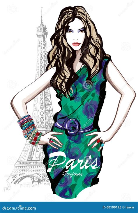 Young Pretty Fashion Model in Paris Stock Vector - Illustration of ...