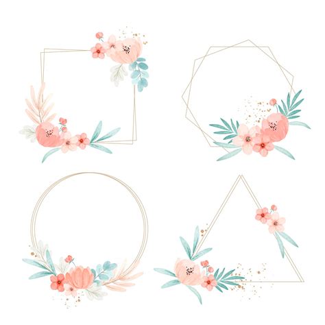 Free Vector | Hand painted watercolor floral wreath collection