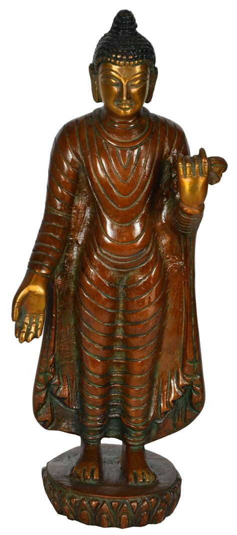 8" (Tibetan Buddhist) Standing Buddha In Brass | Handmade | Made In ...