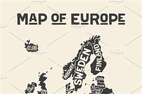 Europe, map. Poster map of the | Pre-Designed Vector Graphics ...