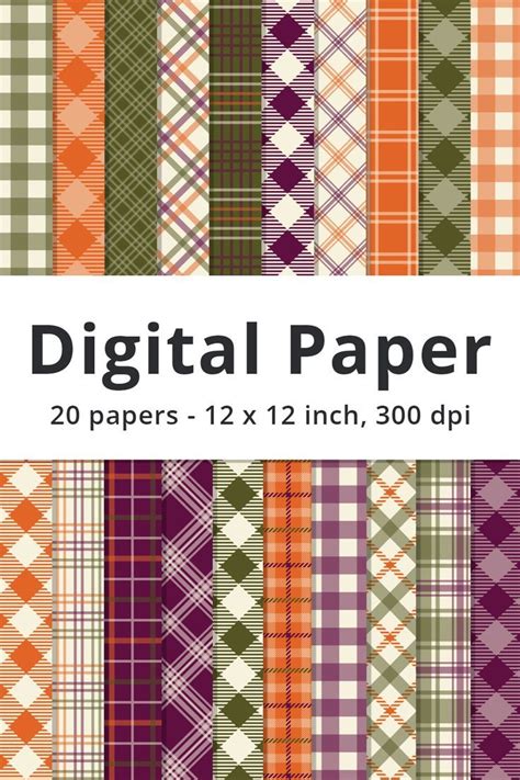 Fall Plaid Patterns - 20 Digital Files - 12 x 12 inch