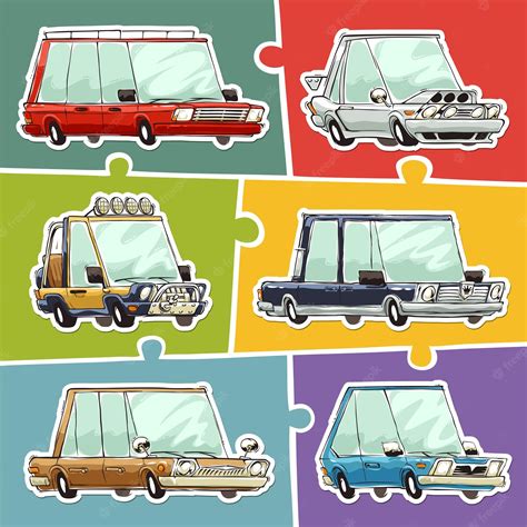 Premium Vector | Cartoon cars stickers set