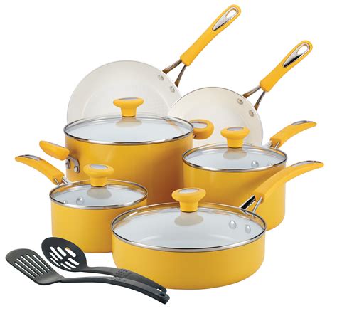 Silverstone Ceramic Nonstick Aluminum Cookware Set, 12-Piece, Mango Yellow, CXi Collection