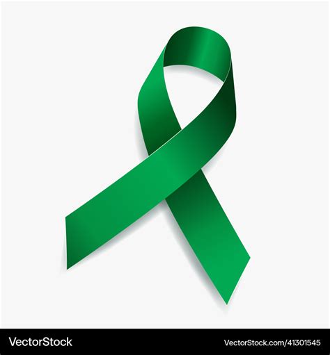 Emerald green ribbon awareness liver cancer Vector Image