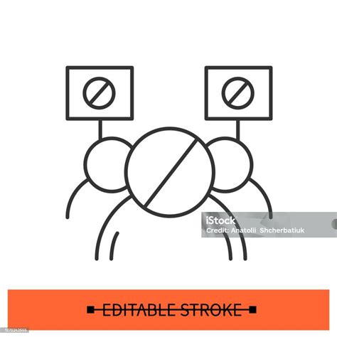 Ikon Pawai Protes Orangorang Dengan Spanduk Boikot Ilustrasi Vektor ...