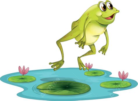A Jumping Frog At The Pond Flowers Pink Image Vector, Flowers, Pink, Image PNG and Vector with ...