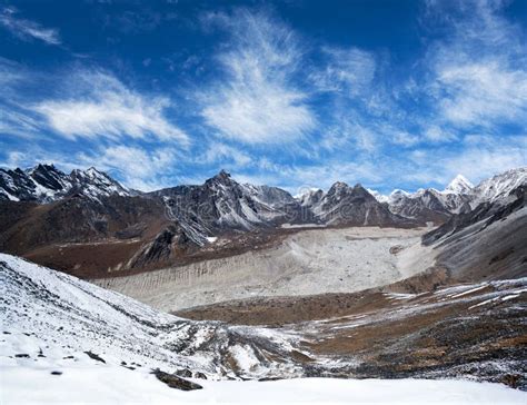 Panorama of Cholatse and Taboche Mountain in Sagarmatha National Park, Everest Region, Nepal ...