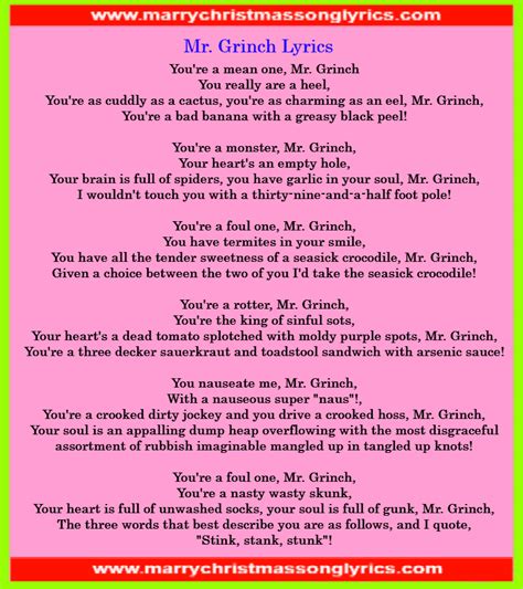 Mr. Grinch Song Lyrics | Download Printable Pdf File of Mr. Grinch Lyrics