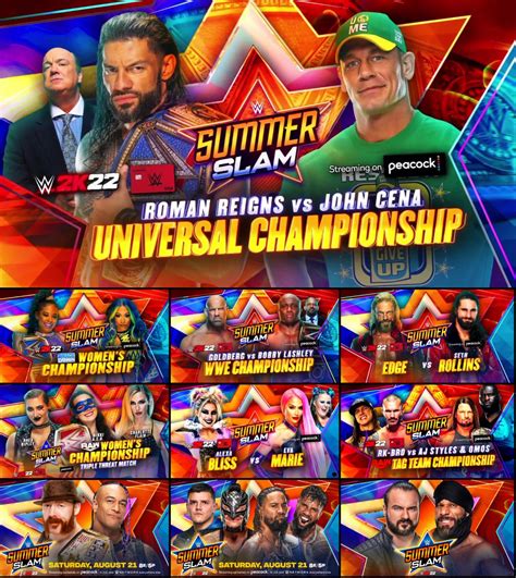 Card for tonight's WWE SummerSlam 2021. : r/SquaredCircle