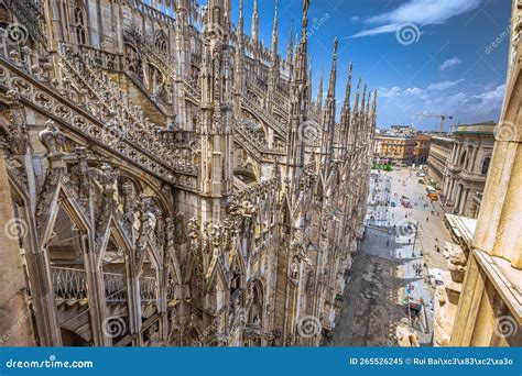 Panoramic Rooftop View of the Majestic Cathedral of Milan Stock Image - Image of church ...