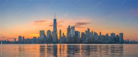 Manhattan Skyline at sunrise from New Jersey Stock Photo | Adobe Stock