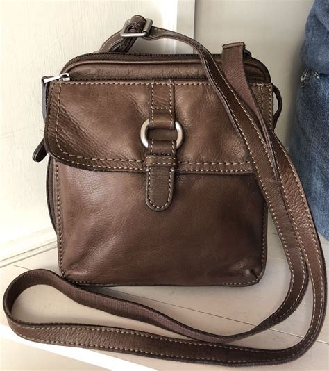 Vtg Fossil Brown Leather Cross Body Should Bag Purse W/Organizer | eBay ...