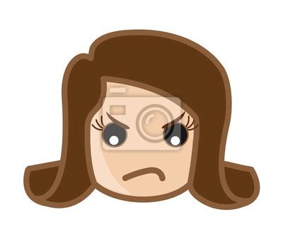 Aggressive girl face expression - vector clip-art illustration • wall stickers teenage, regret ...