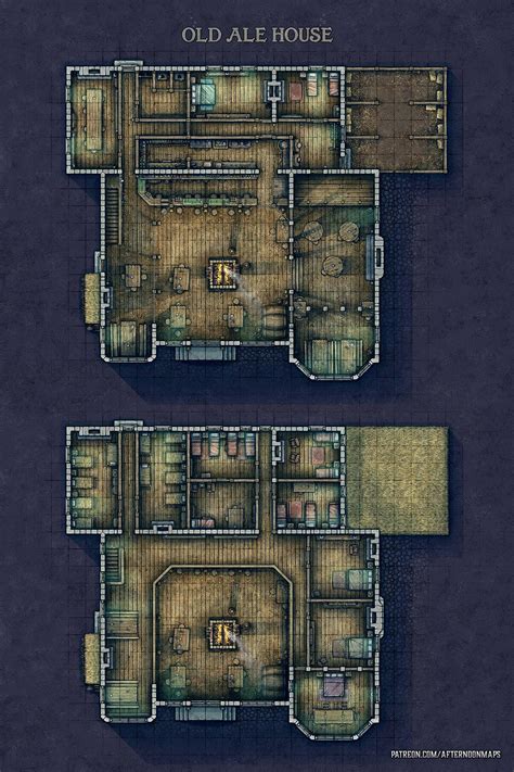 [OC][ART] The Old Ale House - Two-level Tavern/Inn Battle Map (30x45 ...