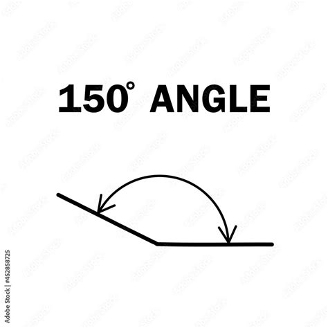 150 degree angle. Geometric mathematical angle with arrow vector icon ...