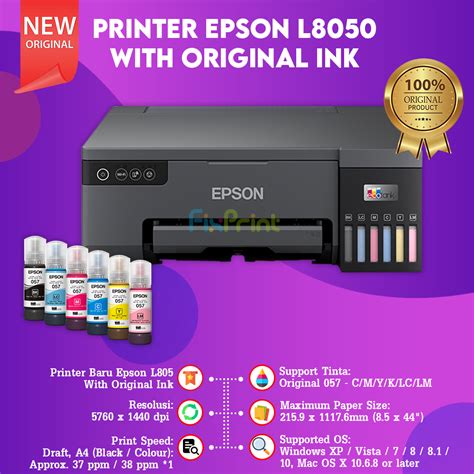 Jual EPSON Printer Inkjet L8050 L-8050 Wifi Printer Photo 6 WARNA Tinta ...