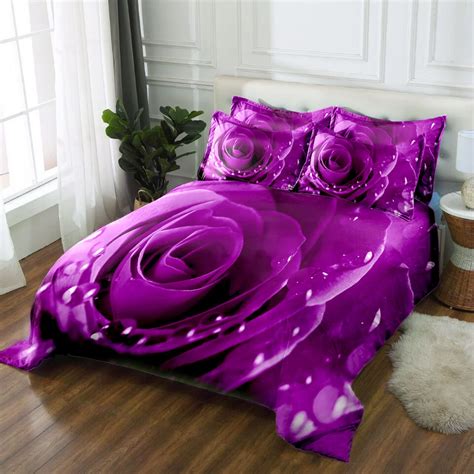 Aliexpress.com : Buy Purple Rose 3D bedding sets Twin king size Queen ...