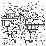Premium Vector  Cowboy Carrying Saddle Coloring Page For Kids sketch template