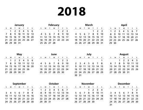 2018 Calendar Template Free Stock Photo - Public Domain Pictures