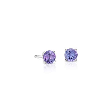 Tanzanite Stud Earrings in 18K White Gold (5mm) | Blue Nile