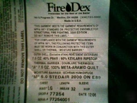 New fire-dex P84 express turnout gear pants size large