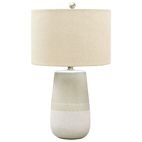 Lamps - Casual Shavon Beige/White Ceramic Table Lamp | Van Hill Furniture | Table Lamps