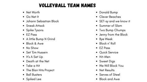 Aesthetic Volleyball Team Names at James Babcock blog