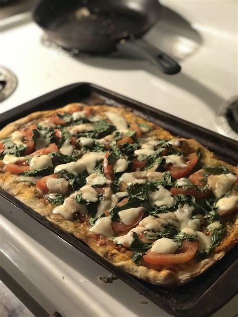 [homemade] margarita pizza with basil tomatoes and fresh mozzarella ...