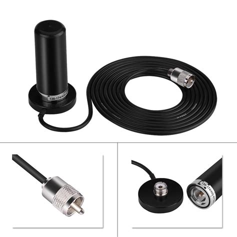 Mgaxyff VHF / UHF Dual-Band Vehicle Mobile Radio Antenna with Magnetic Mount Base Cable, base ...