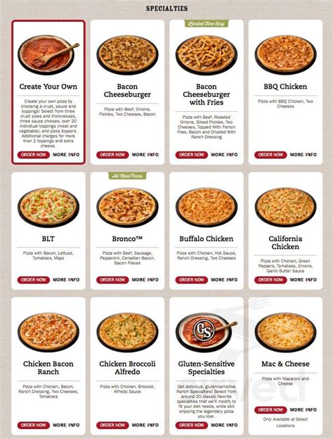 Pizza Ranch menu in Manitowoc, Wisconsin, USA