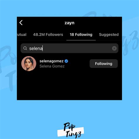 Pop Tingz on Twitter: "Zayn Malik has followed Selena Gomez on Instagram."